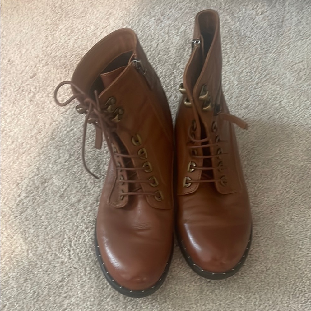 Italian Leather Ankle High Lace-Up Boots